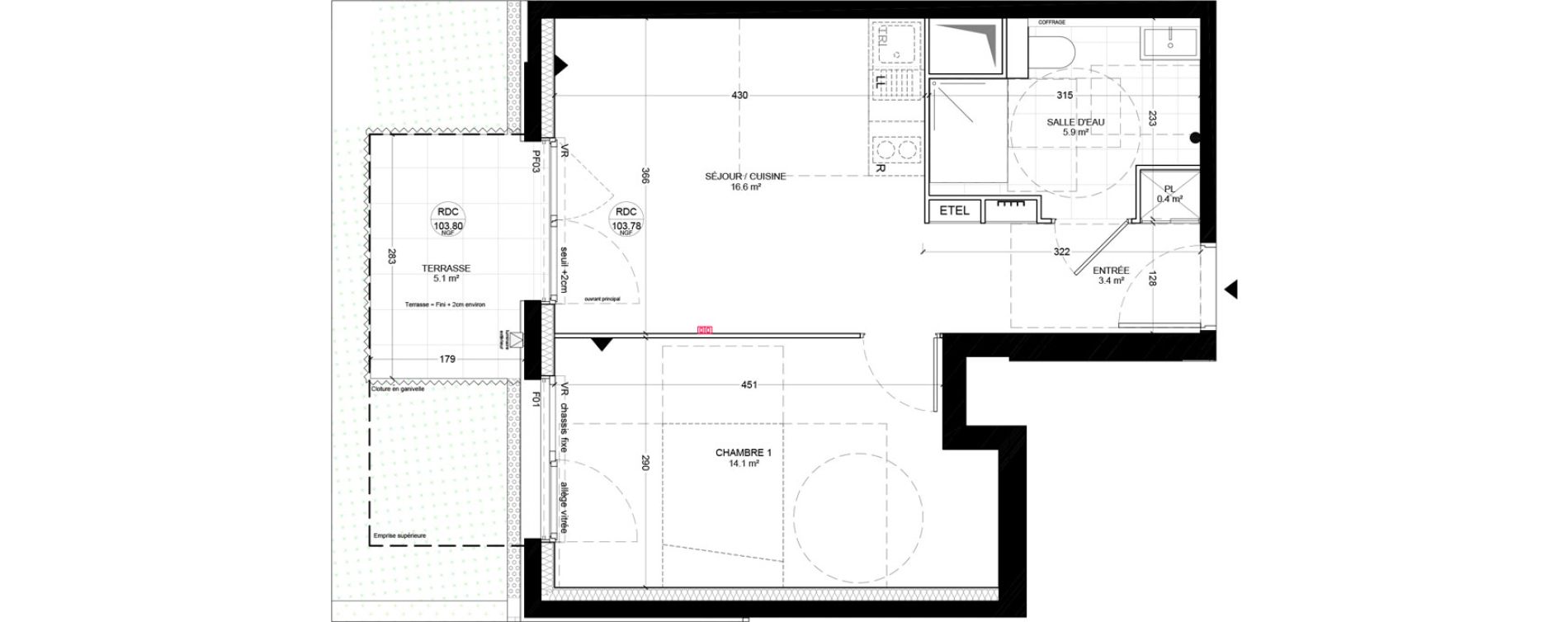 Appartement T2 de 40,40 m2 &agrave; Bagneux Centre