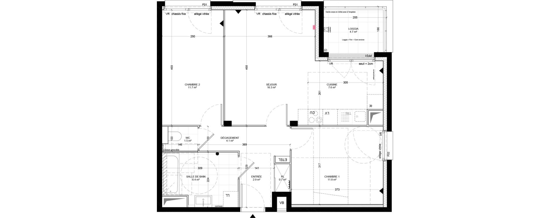 Appartement T3 de 63,00 m2 &agrave; Bagneux Centre