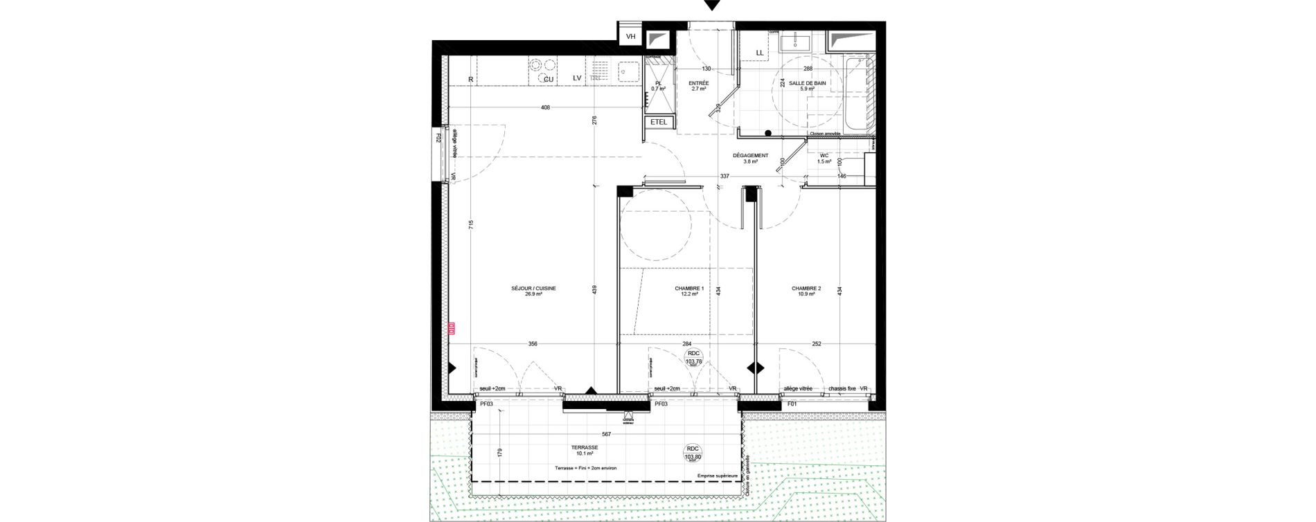 Appartement T3 de 64,60 m2 &agrave; Bagneux Centre