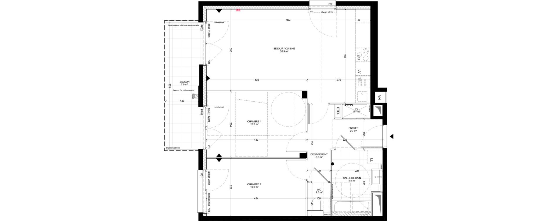 Appartement T3 de 64,60 m2 &agrave; Bagneux Centre