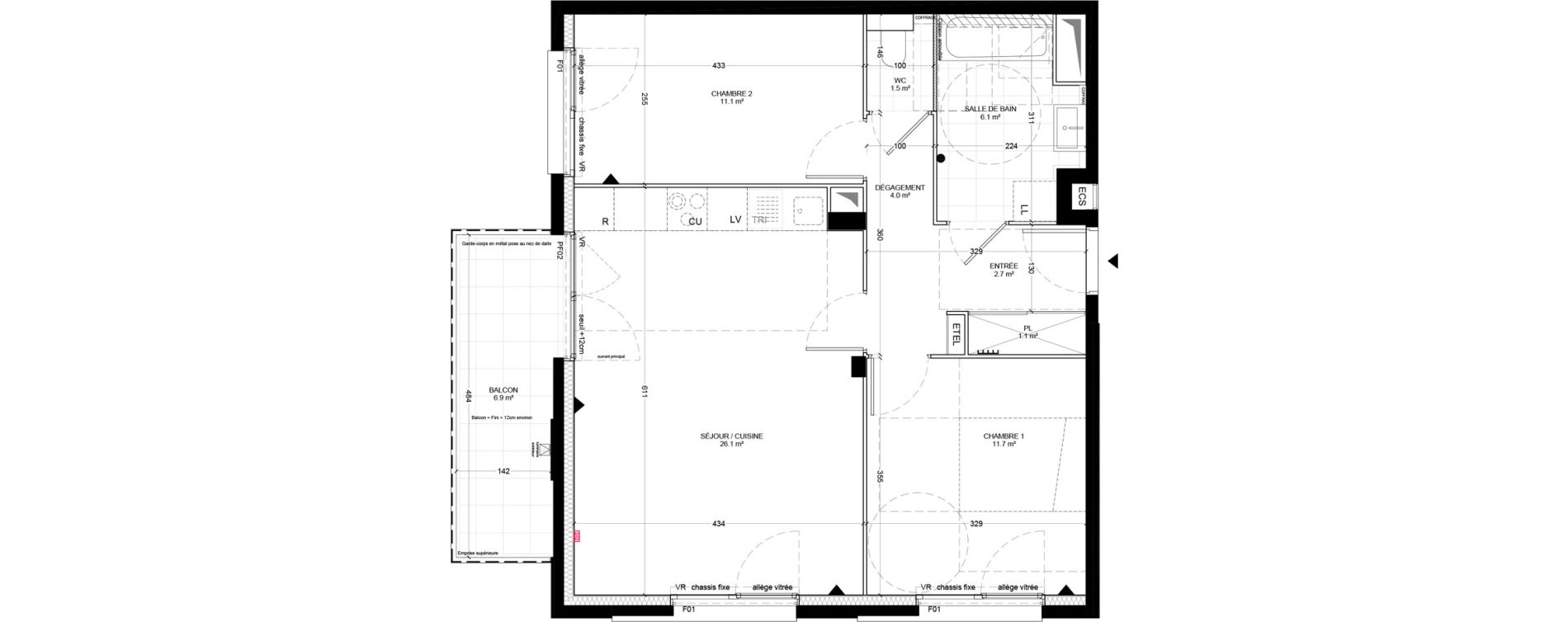 Appartement T3 de 64,30 m2 &agrave; Bagneux Centre