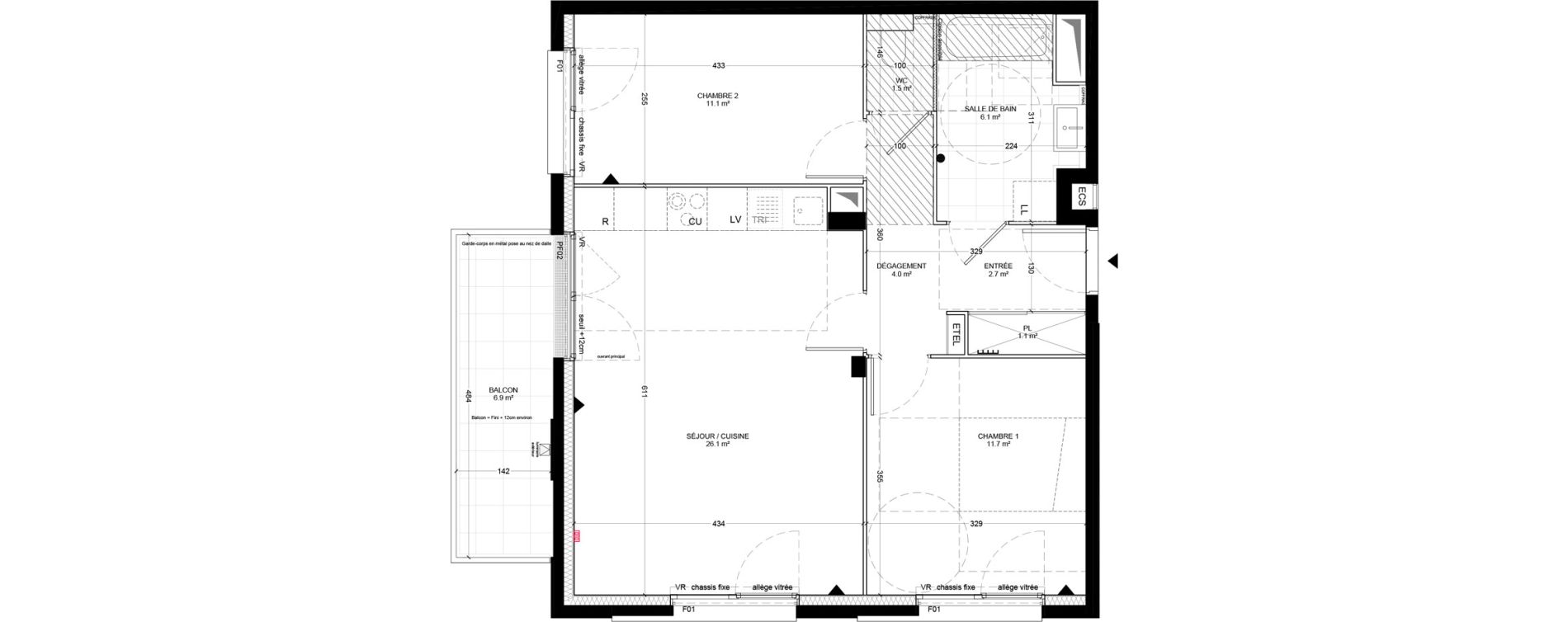 Appartement T3 de 64,30 m2 &agrave; Bagneux Centre