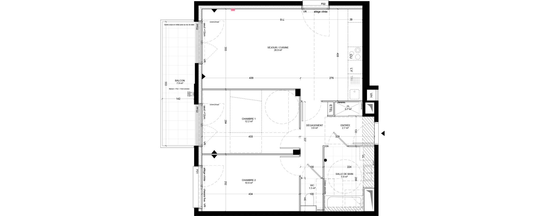 Appartement T3 de 64,60 m2 &agrave; Bagneux Centre