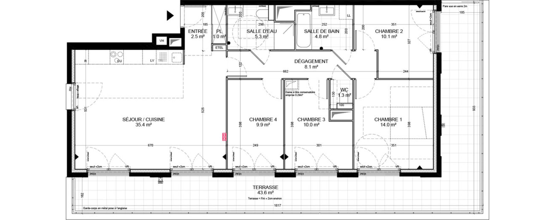 Appartement T5 de 102,40 m2 &agrave; Bagneux Centre