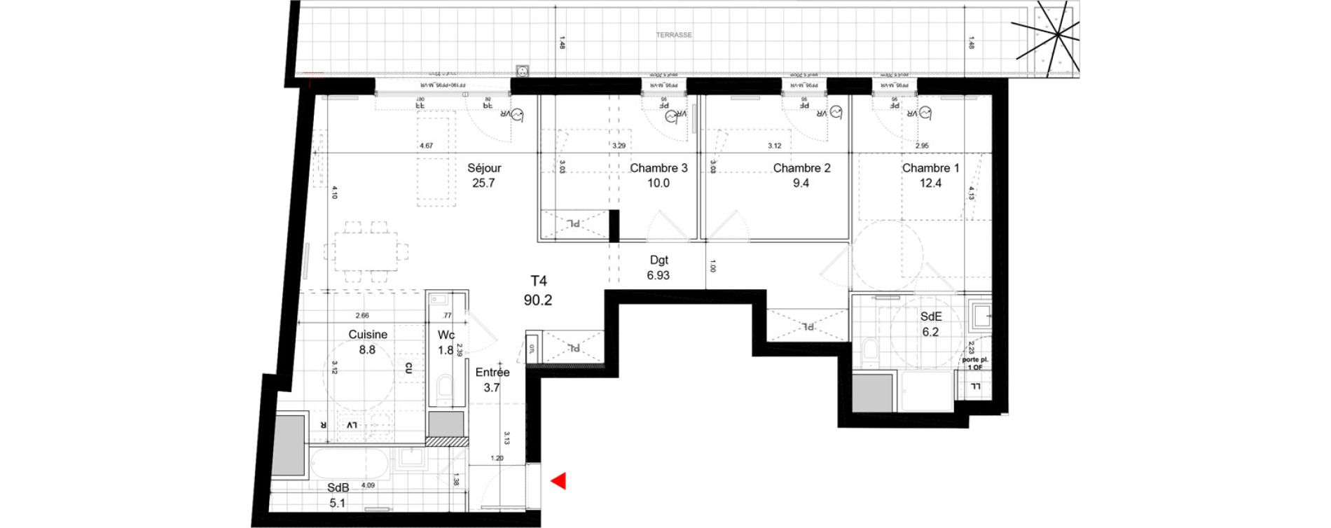 Appartement T4 de 90,20 m2 &agrave; Bagneux Centre