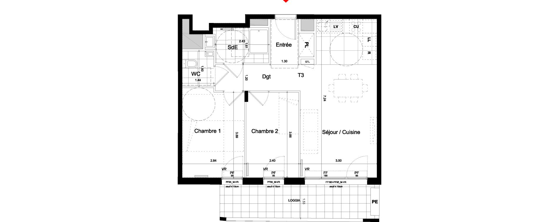 Appartement T3 de 59,50 m2 &agrave; Bagneux Centre