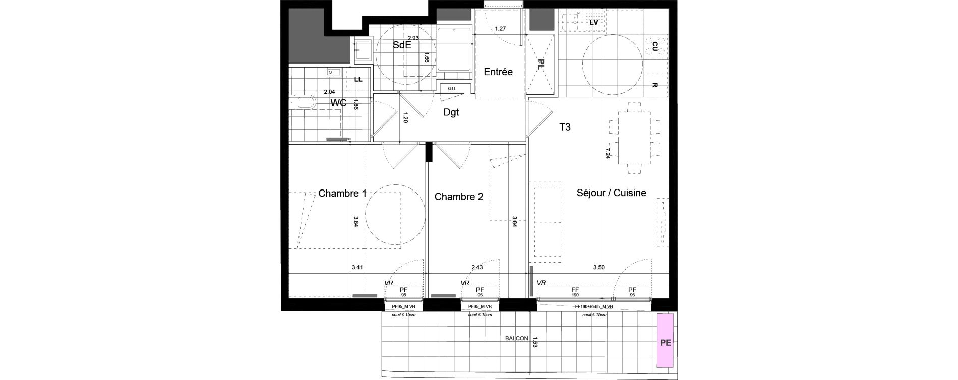 Appartement T3 de 62,70 m2 &agrave; Bagneux Centre