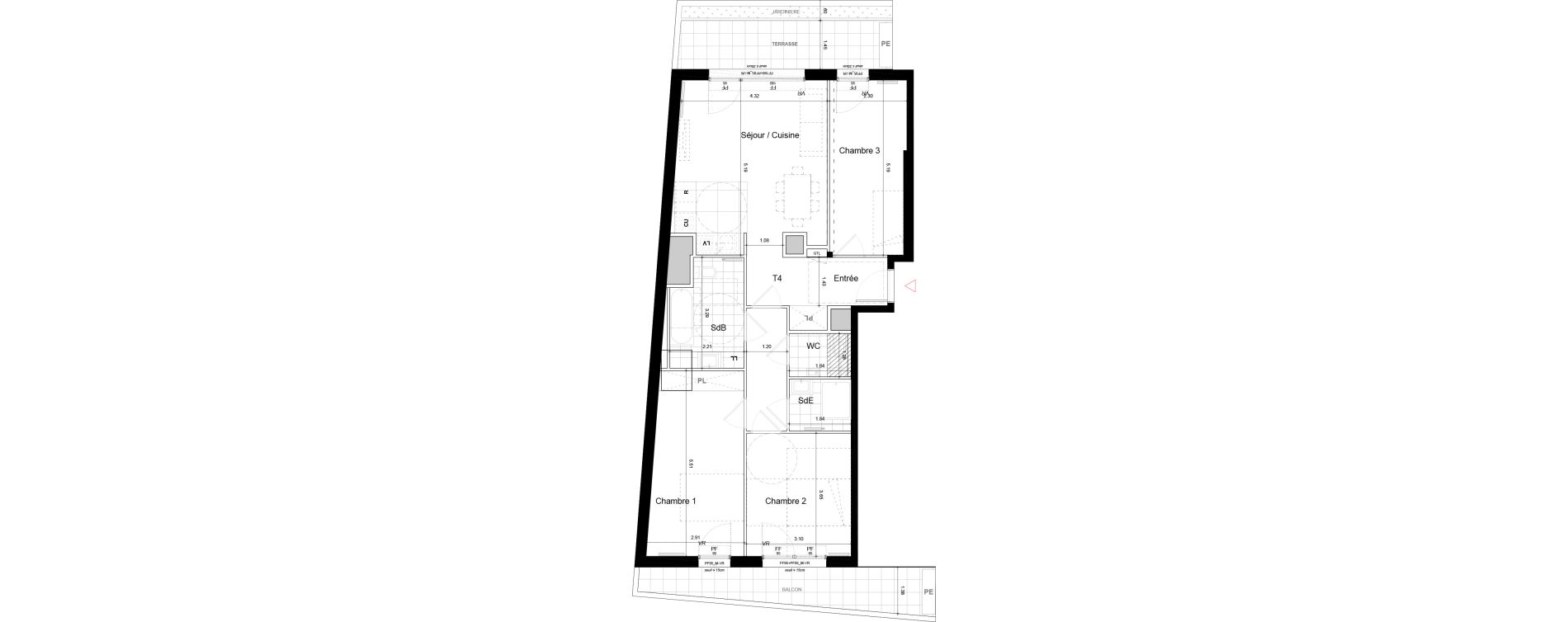 Appartement T4 de 83,30 m2 &agrave; Bagneux Centre