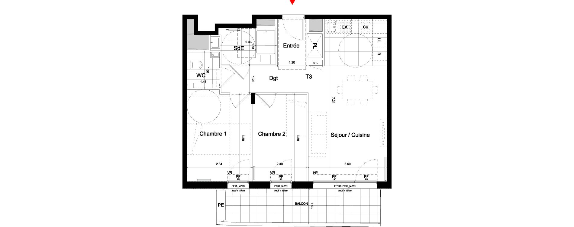 Appartement T3 de 59,50 m2 &agrave; Bagneux Centre