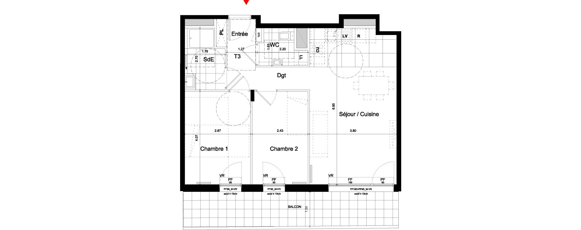Appartement T3 de 60,90 m2 &agrave; Bagneux Centre