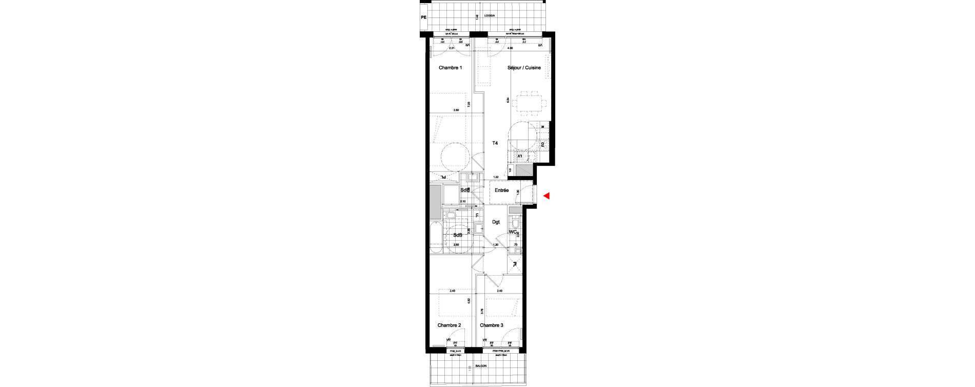 Appartement T4 de 84,60 m2 &agrave; Bagneux Centre