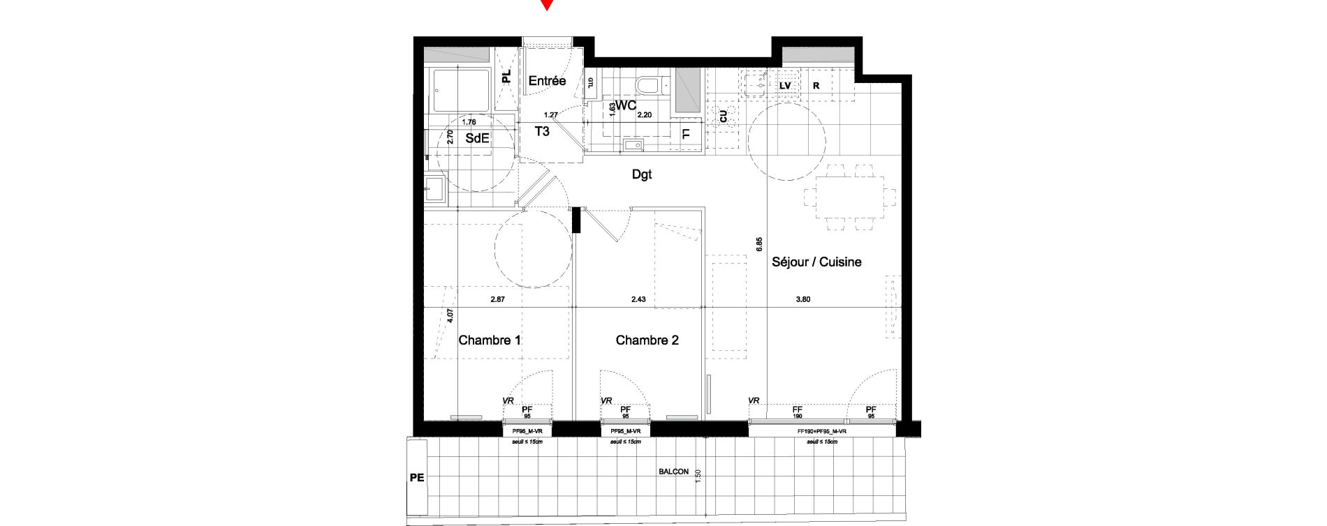 Appartement T3 de 60,90 m2 &agrave; Bagneux Centre