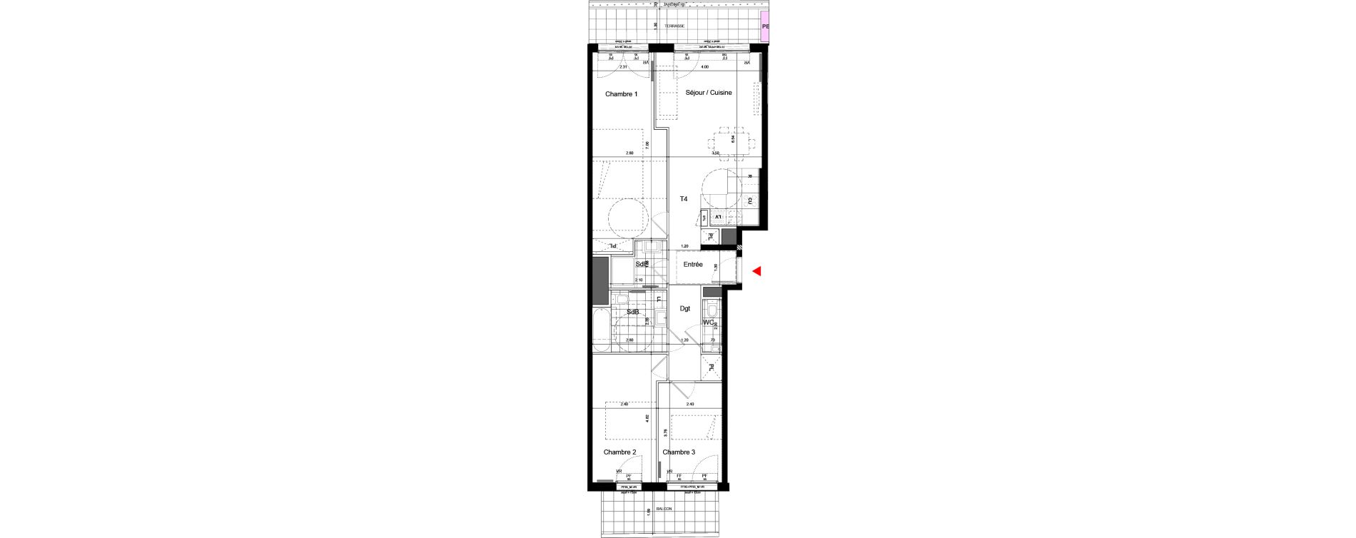 Appartement T4 de 84,80 m2 &agrave; Bagneux Centre