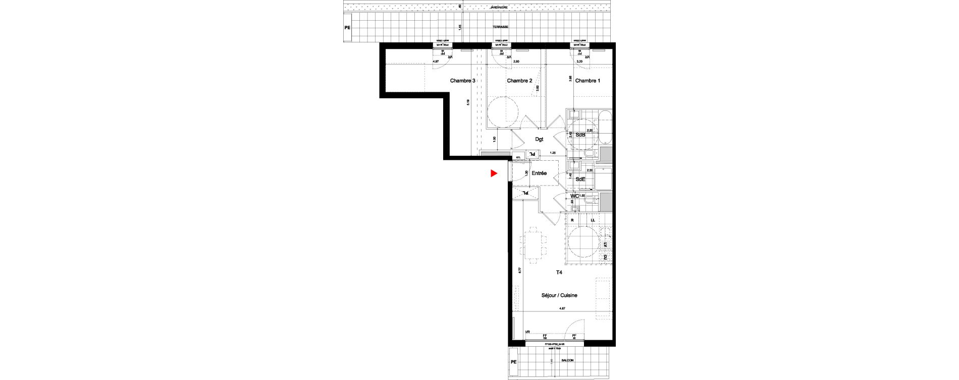 Appartement T4 de 86,90 m2 &agrave; Bagneux Centre