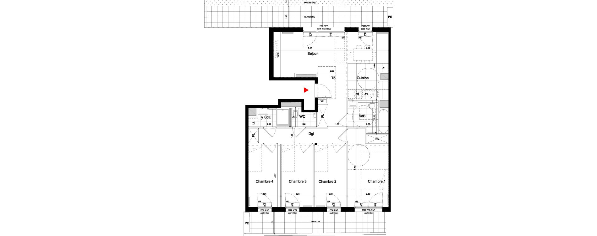Appartement T5 de 96,60 m2 &agrave; Bagneux Centre