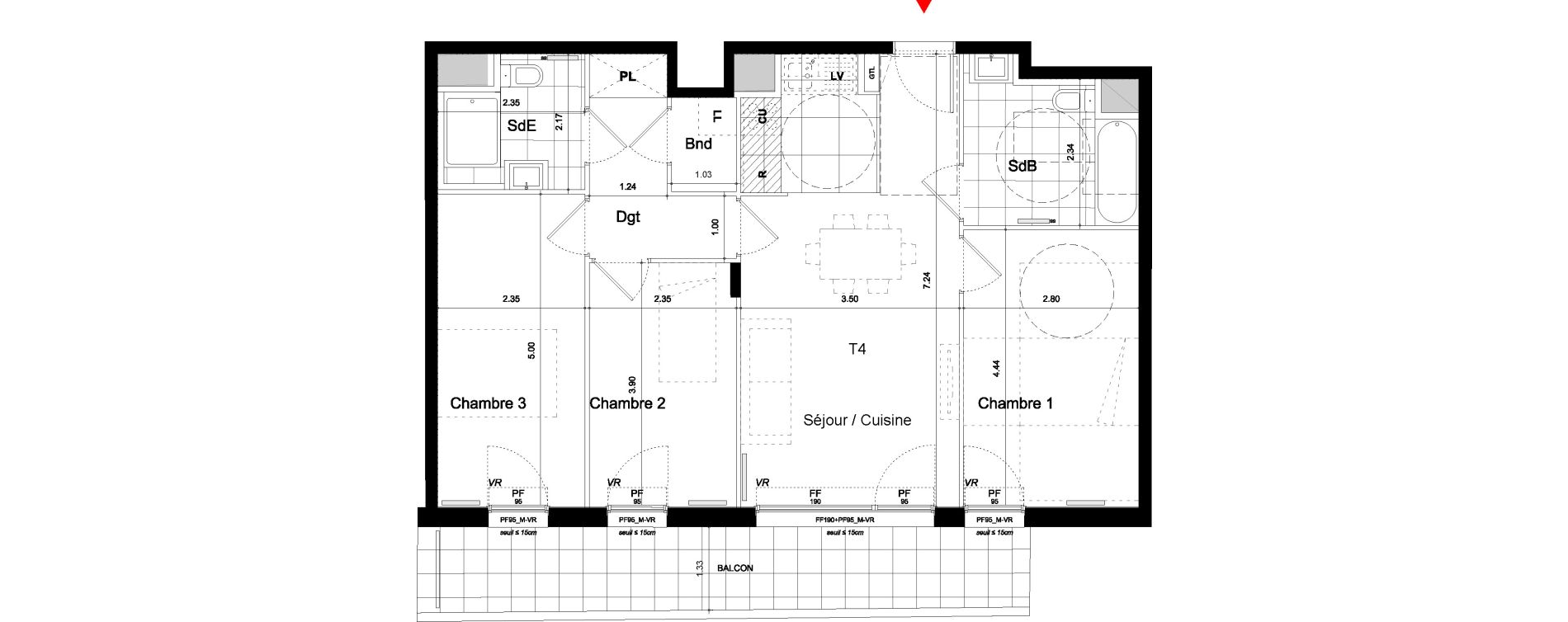 Appartement T4 de 75,80 m2 &agrave; Bagneux Centre