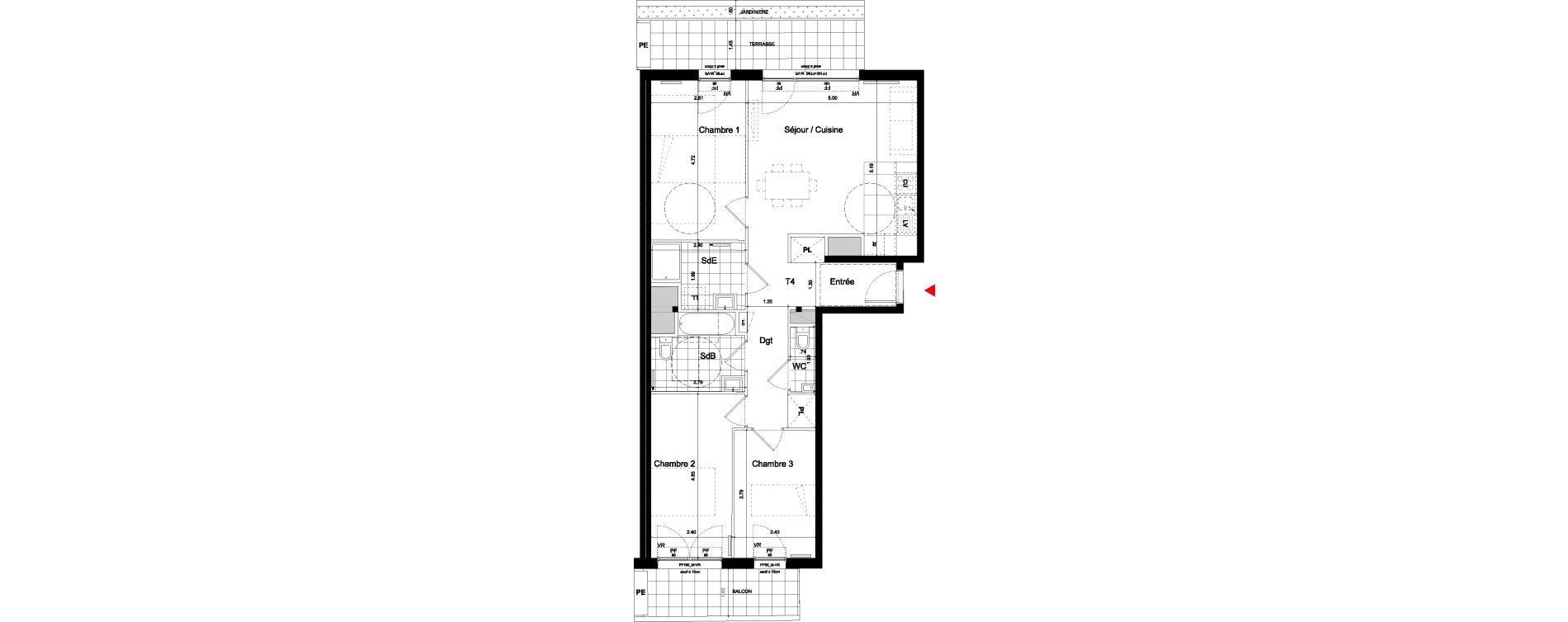 Appartement T4 de 82,90 m2 &agrave; Bagneux Centre