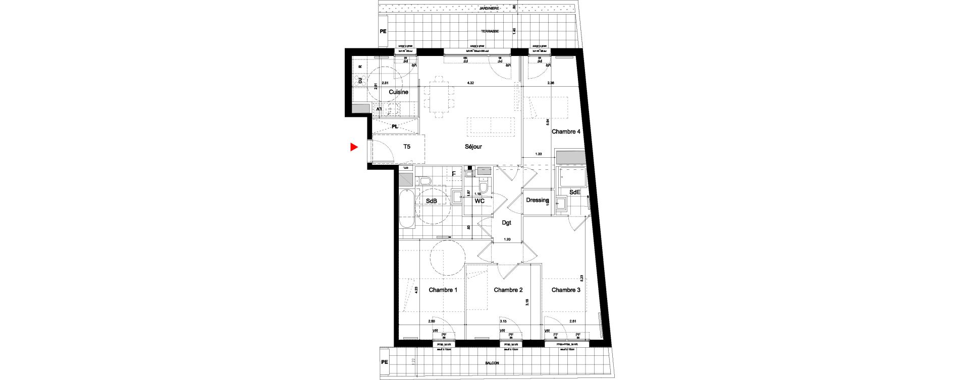 Appartement T5 de 99,70 m2 &agrave; Bagneux Centre