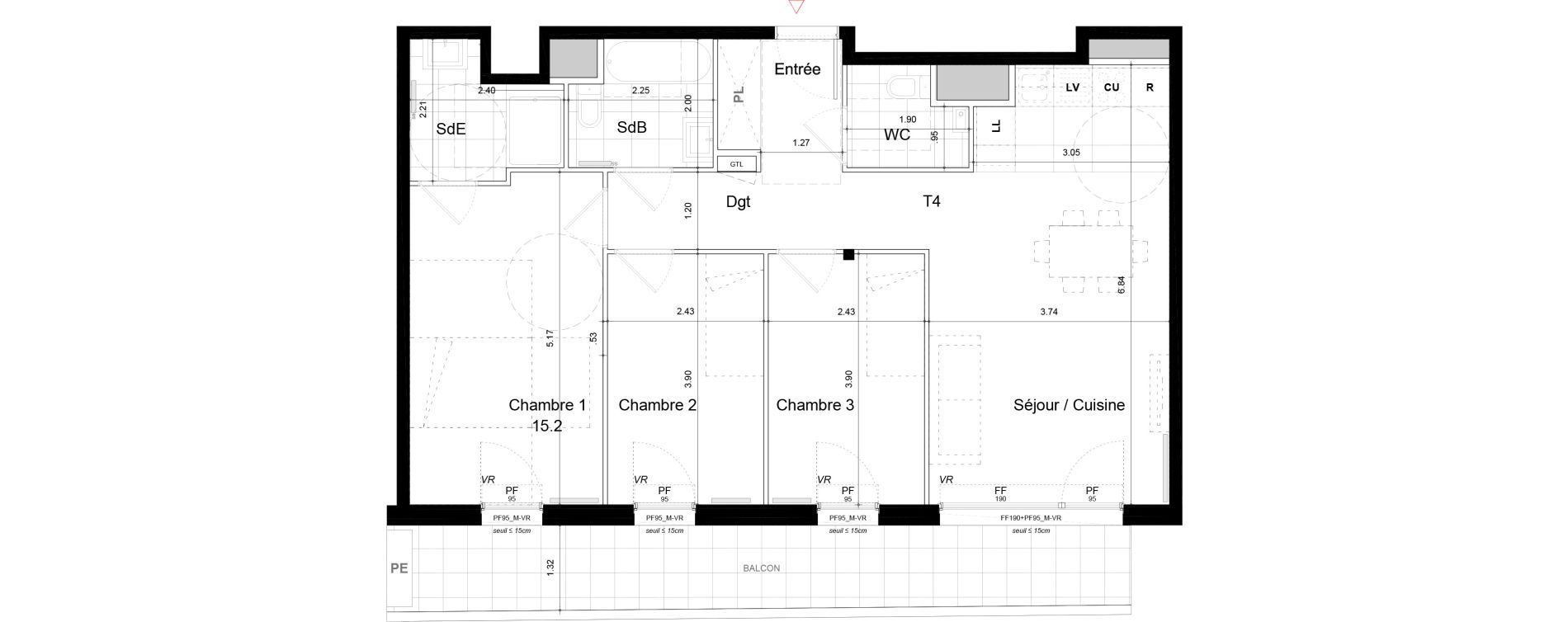 Appartement T4 de 79,00 m2 &agrave; Bagneux Centre