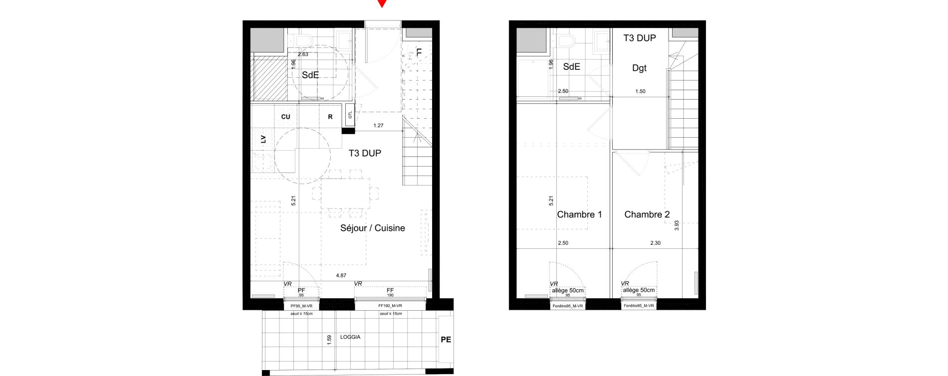 Duplex T3 de 62,50 m2 &agrave; Bagneux Centre