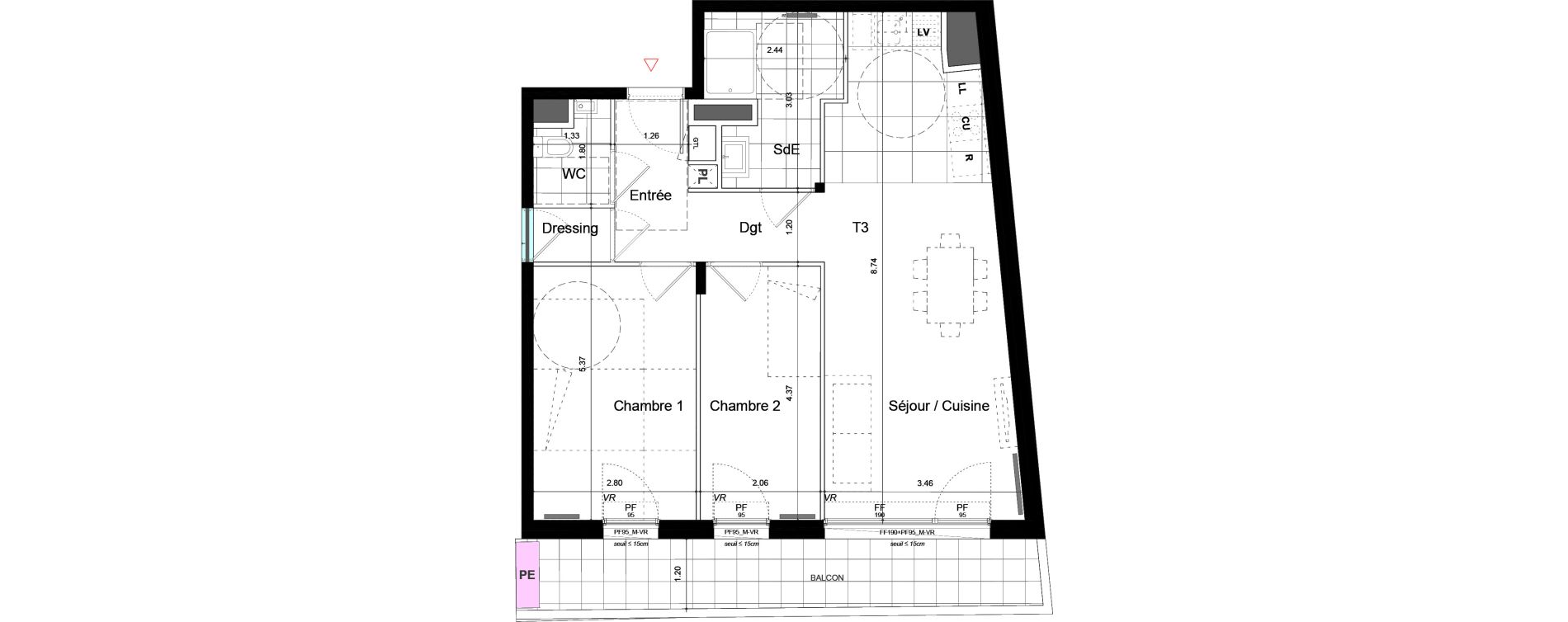 Appartement T3 de 62,30 m2 &agrave; Bagneux Centre