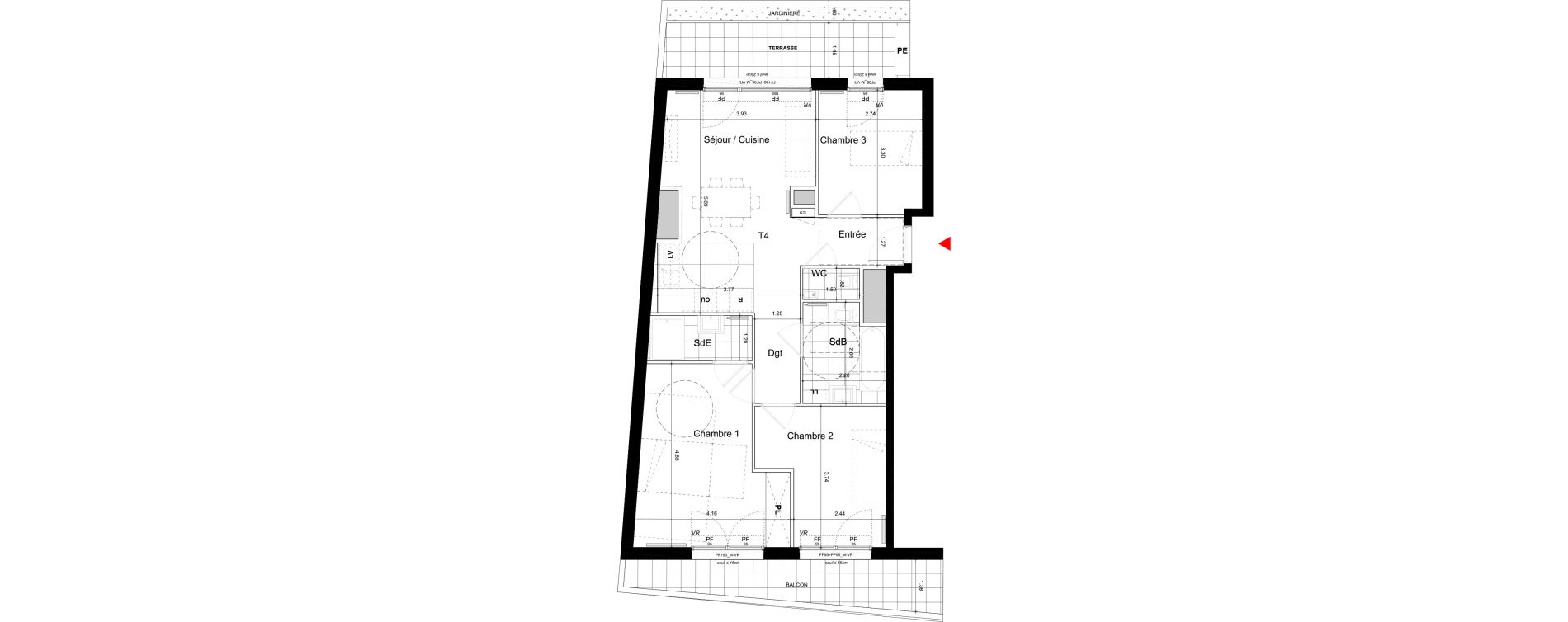 Appartement T4 de 74,30 m2 &agrave; Bagneux Centre