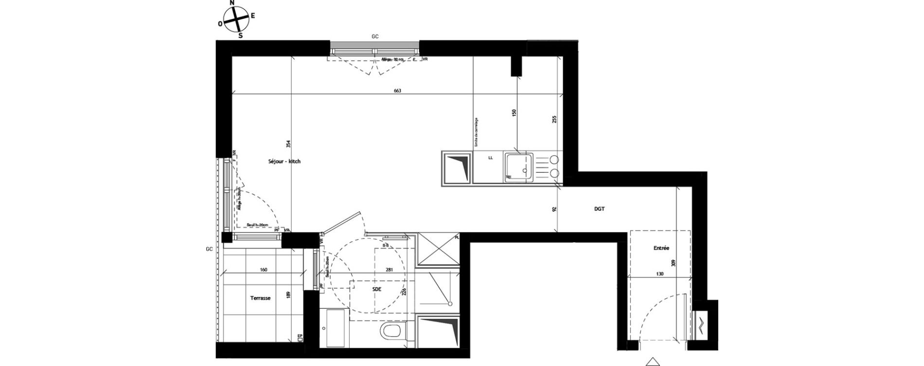 Appartement T1 de 33,64 m2 &agrave; Bagneux Les meuniers