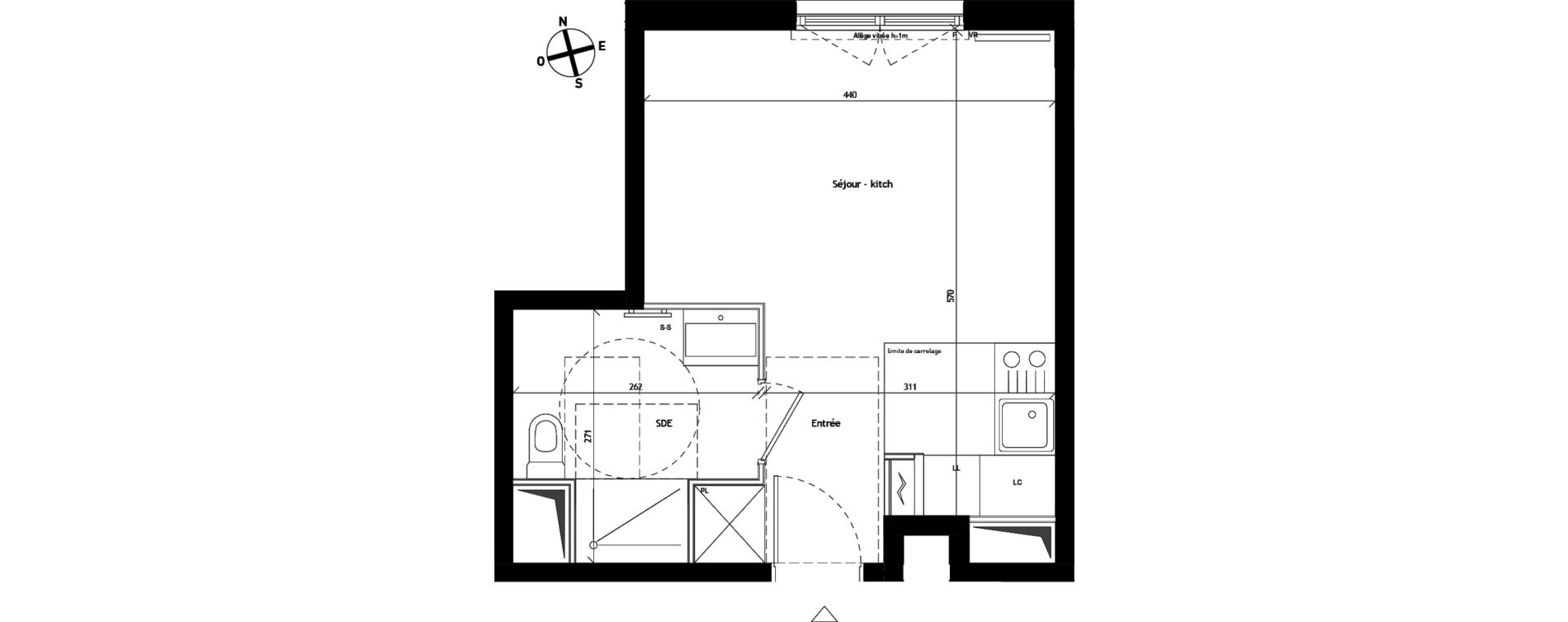 Appartement T1 de 26,74 m2 &agrave; Bagneux Les meuniers