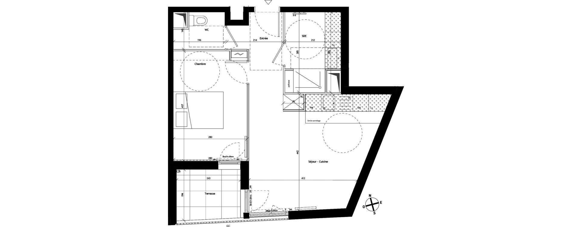 Appartement T2 de 44,48 m2 &agrave; Bagneux Les meuniers