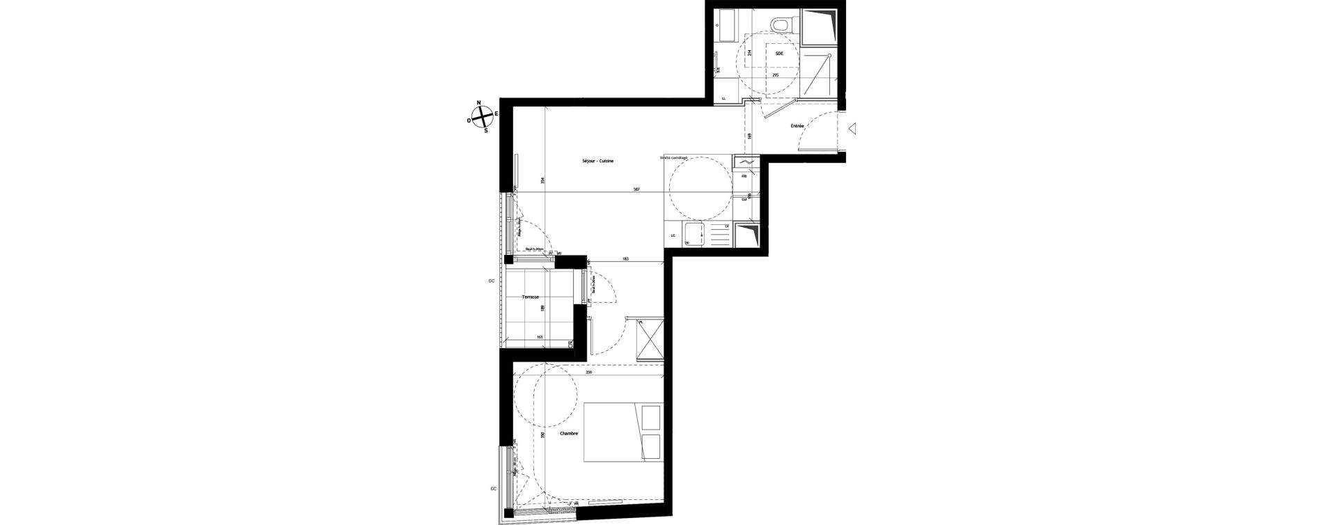 Appartement T2 de 44,42 m2 &agrave; Bagneux Les meuniers