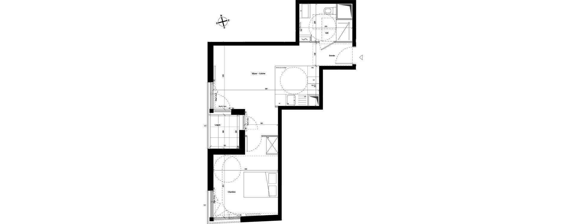 Appartement T2 de 44,51 m2 &agrave; Bagneux Les meuniers