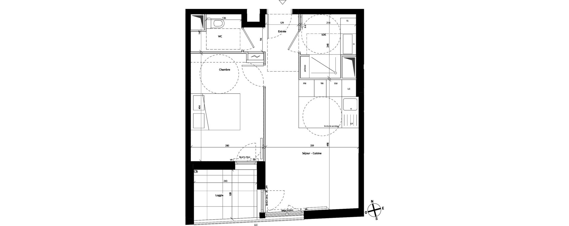 Appartement T2 de 40,45 m2 &agrave; Bagneux Les meuniers
