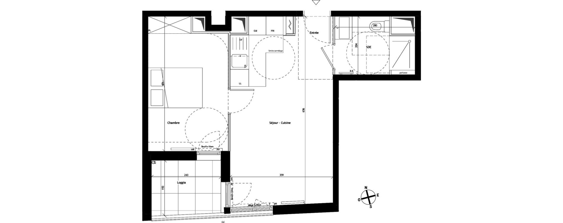 Appartement T2 de 40,49 m2 &agrave; Bagneux Les meuniers