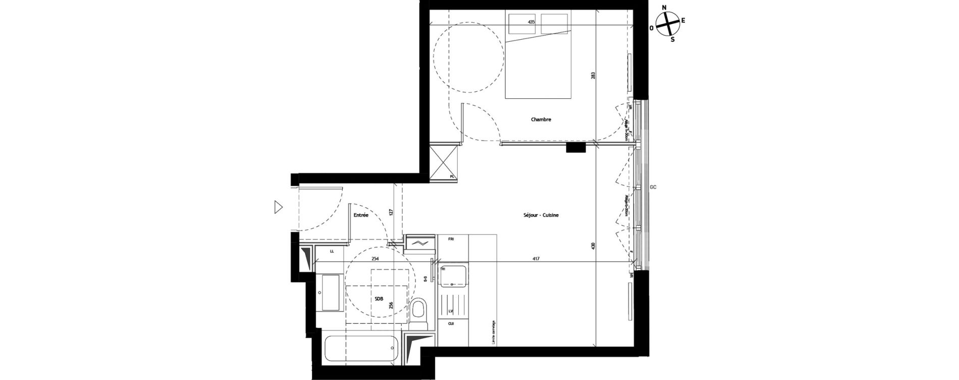 Appartement T2 de 39,64 m2 &agrave; Bagneux Les meuniers