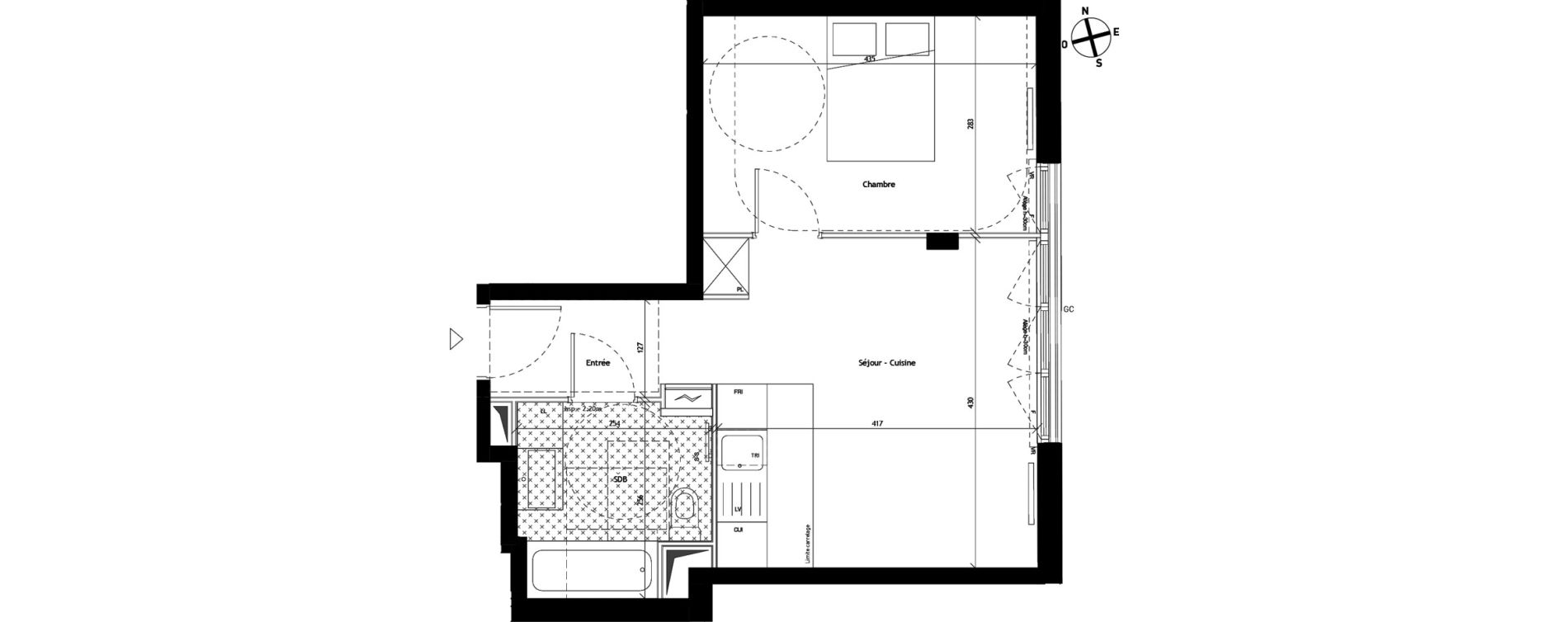 Appartement T2 de 39,64 m2 &agrave; Bagneux Les meuniers