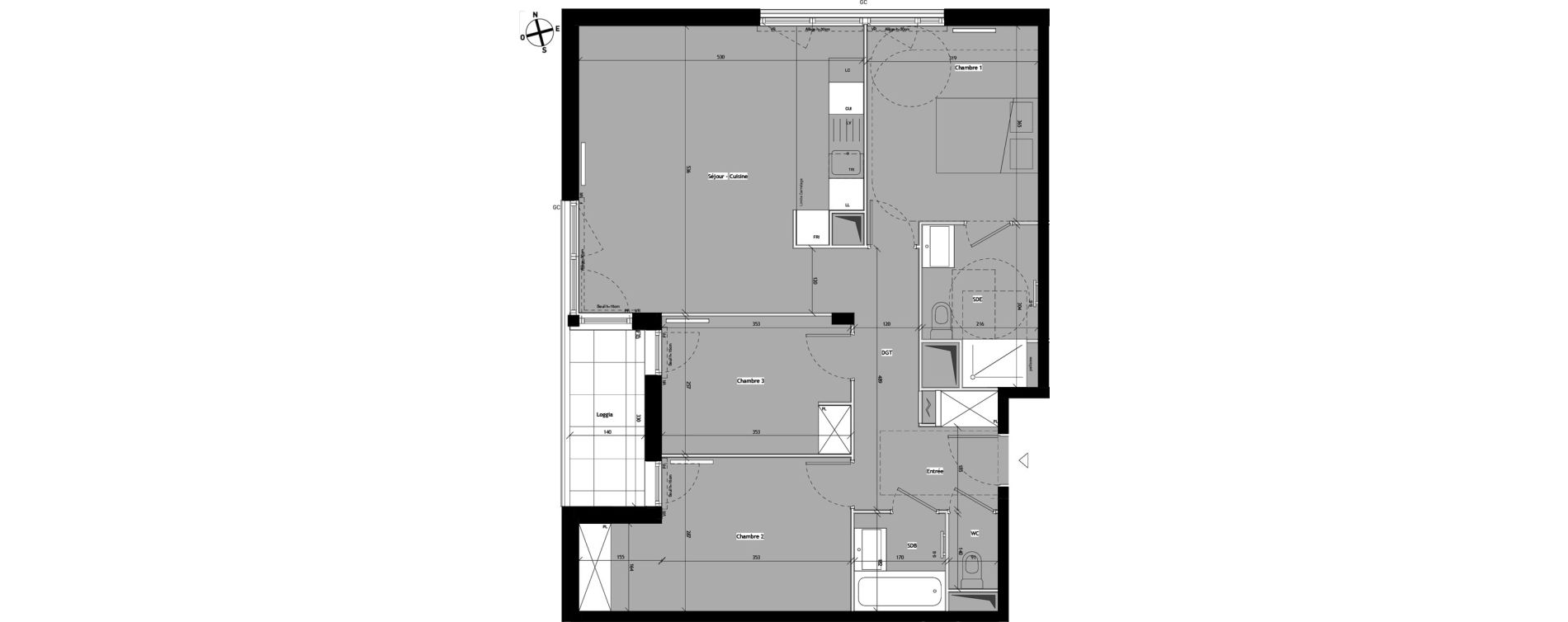 Appartement T4 de 80,58 m2 &agrave; Bagneux Les meuniers