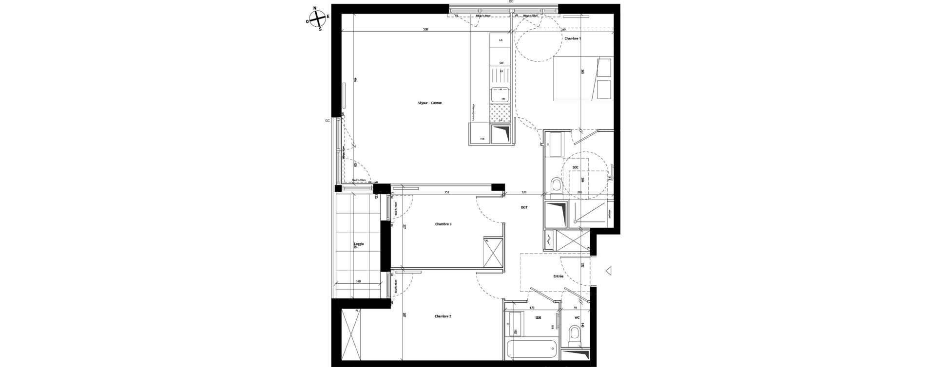 Appartement T4 de 80,58 m2 &agrave; Bagneux Les meuniers