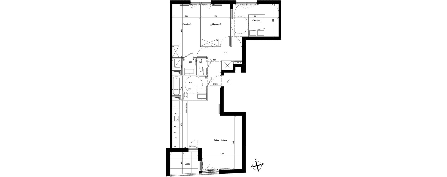 Appartement T4 de 79,80 m2 &agrave; Bagneux Les meuniers