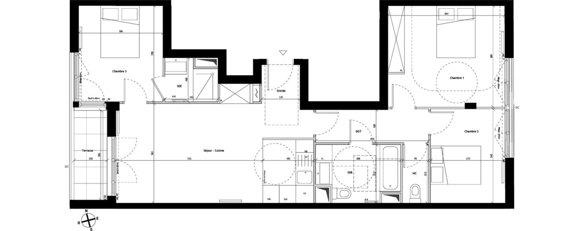 Appartement T4 de 79,72 m2 &agrave; Bagneux Les meuniers