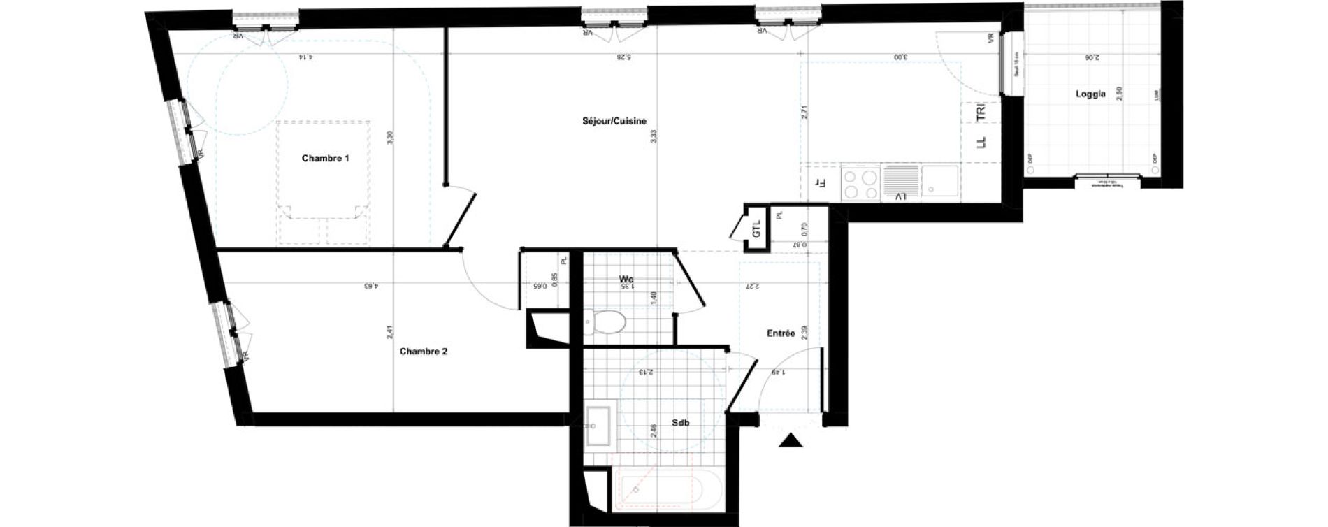 Appartement T3 de 61,45 m2 &agrave; Bagneux Sud mathurins