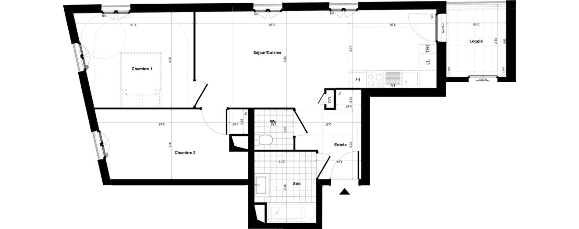 Appartement T3 de 61,36 m2 &agrave; Bagneux Sud mathurins