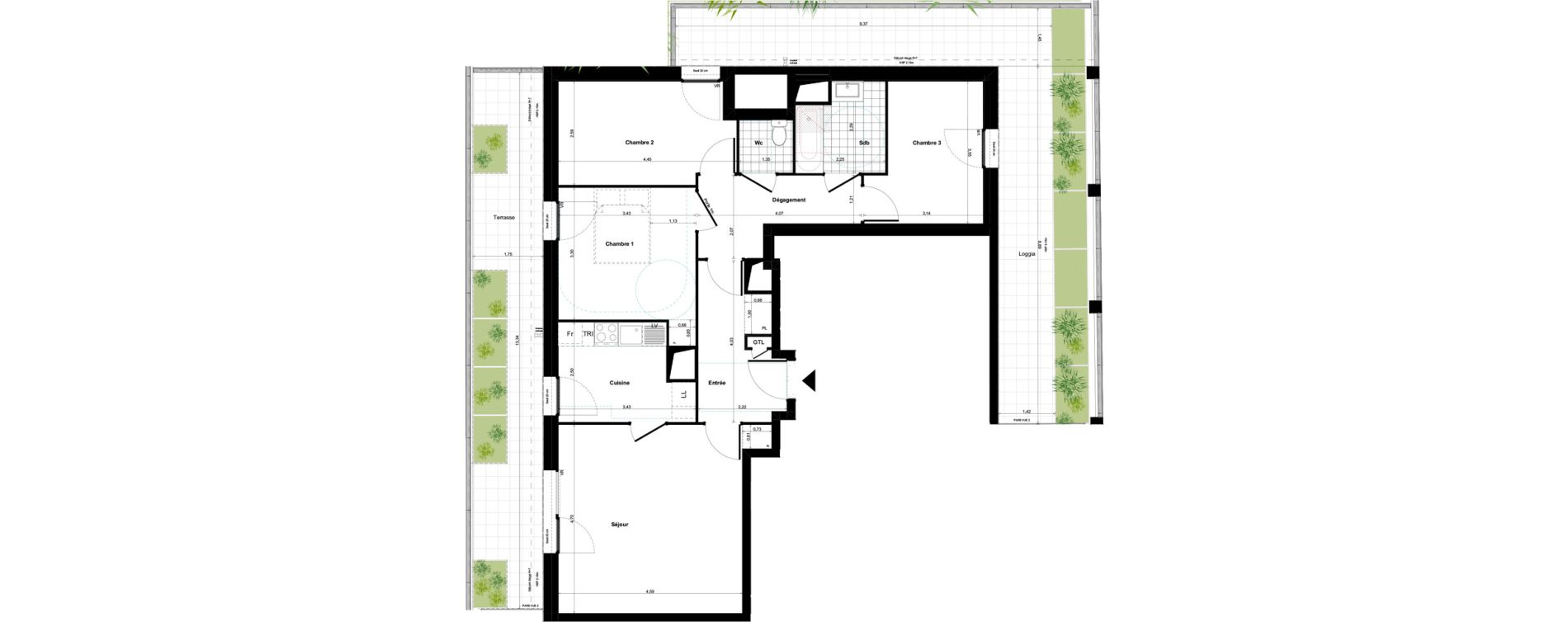 Appartement T4 de 81,36 m2 &agrave; Bagneux Sud mathurins