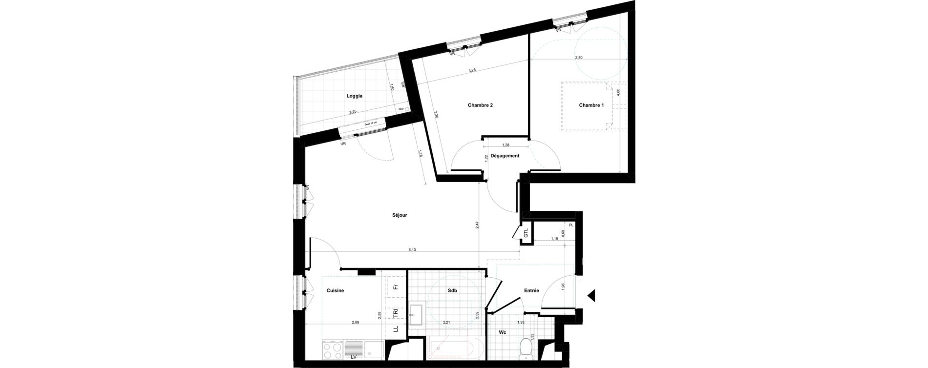 Appartement T3 de 63,00 m2 &agrave; Bagneux Sud mathurins