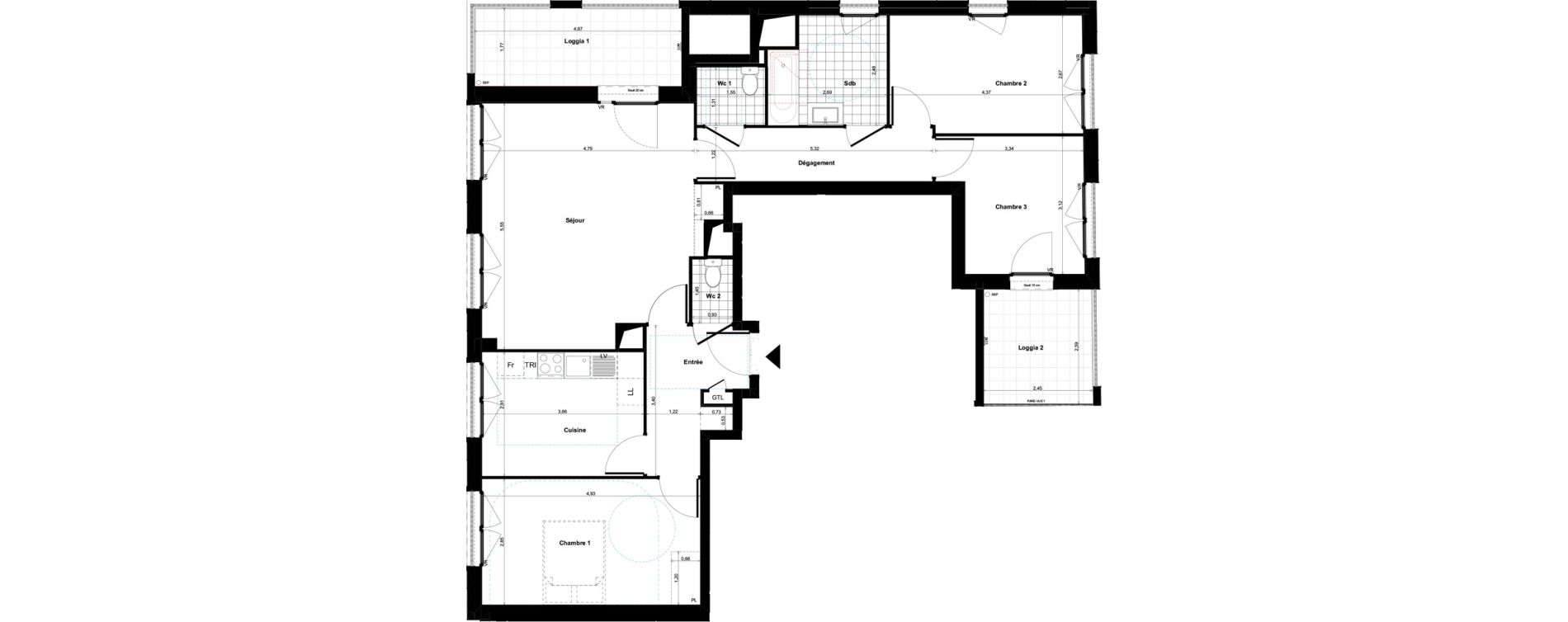 Appartement T4 de 93,12 m2 &agrave; Bagneux Sud mathurins