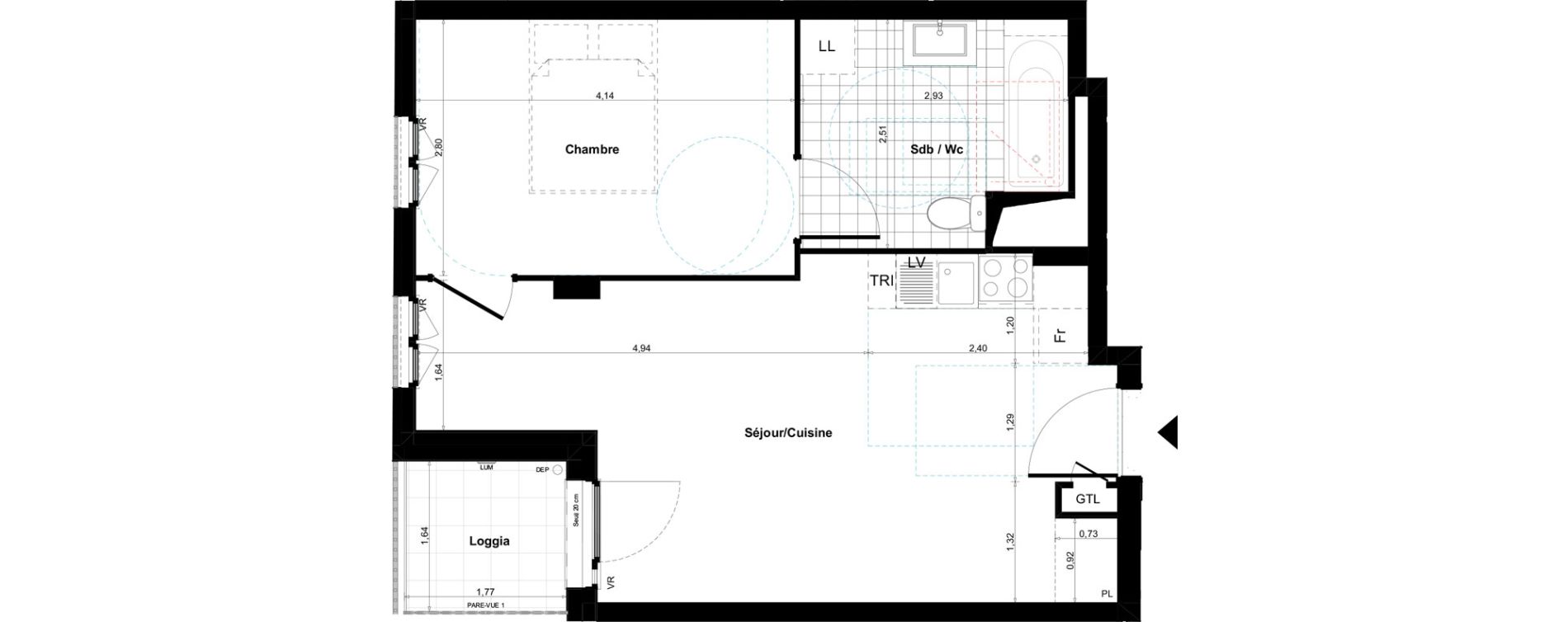 Appartement T2 de 41,95 m2 &agrave; Bagneux Sud mathurins