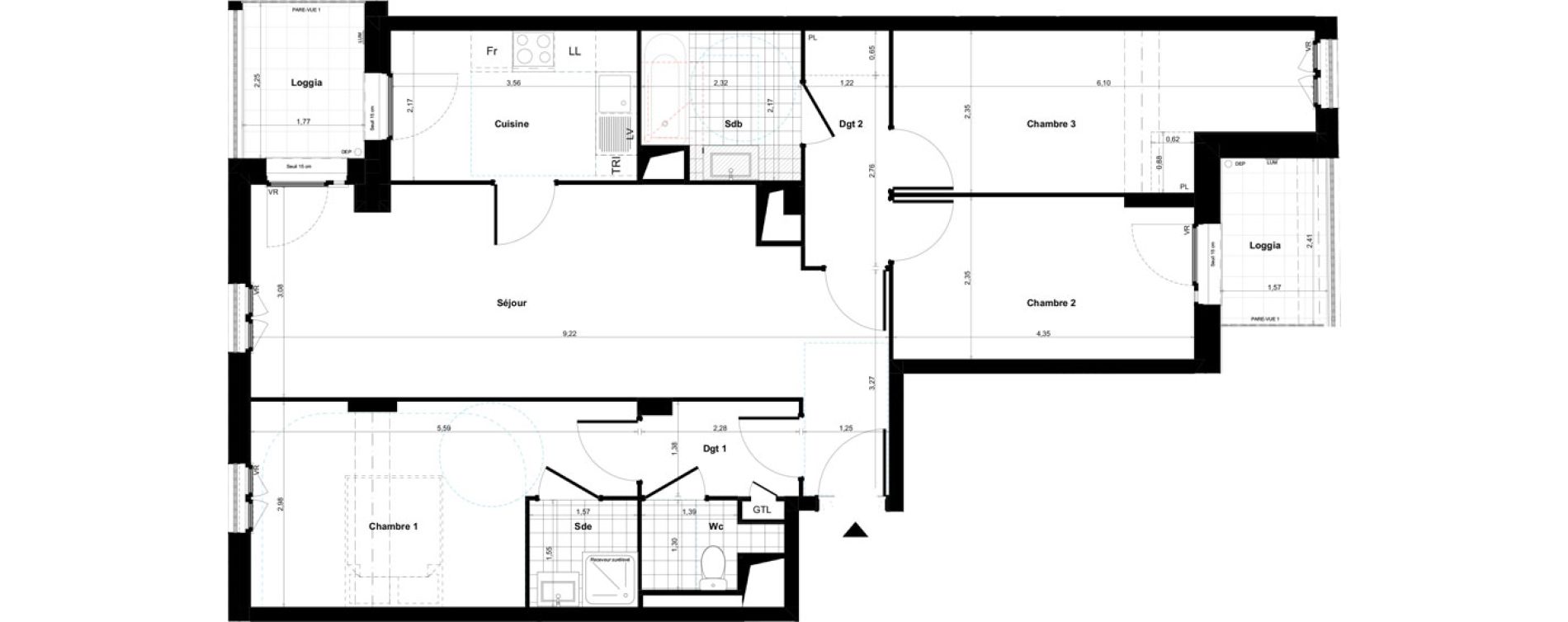 Appartement T4 de 88,98 m2 &agrave; Bagneux Sud mathurins