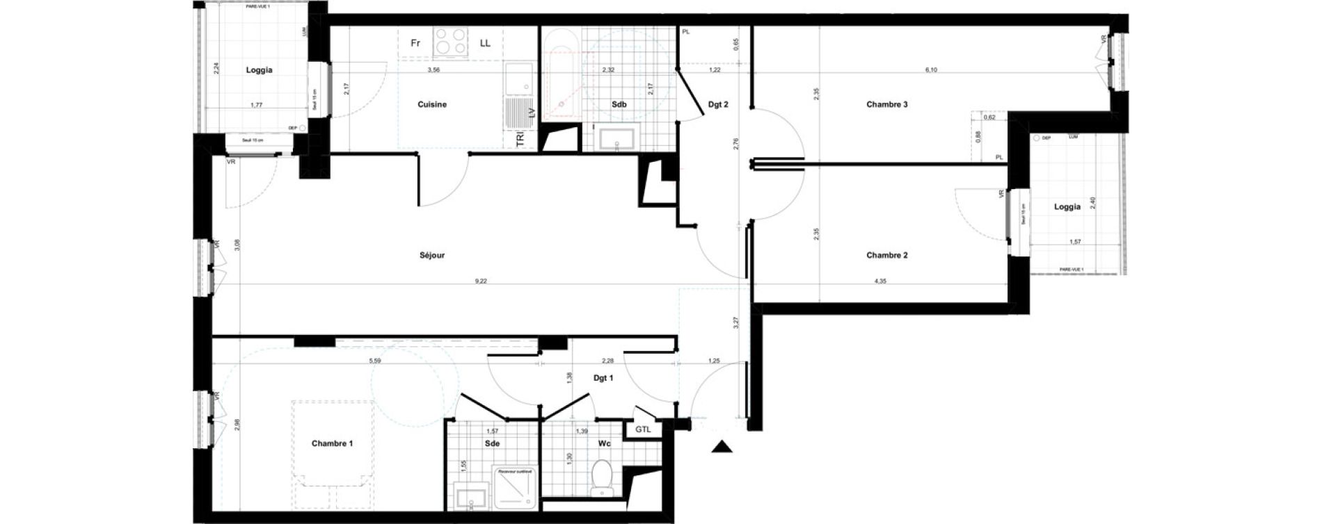 Appartement T4 de 89,13 m2 &agrave; Bagneux Sud mathurins