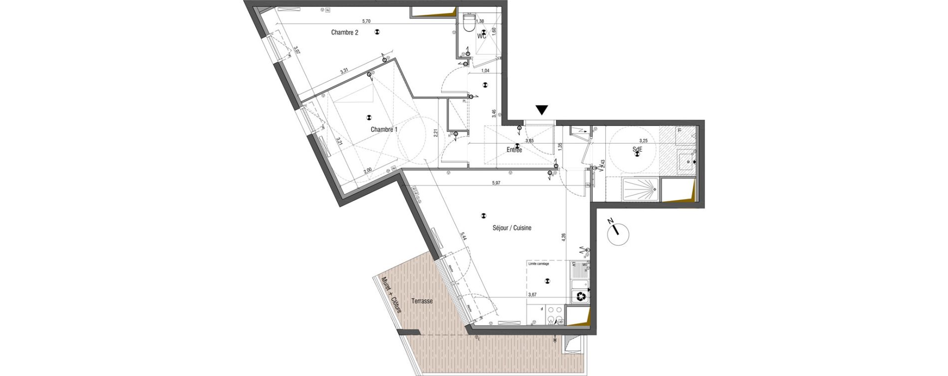 Appartement T3 de 66,96 m2 &agrave; Bois-Colombes Pompidou - le mignon