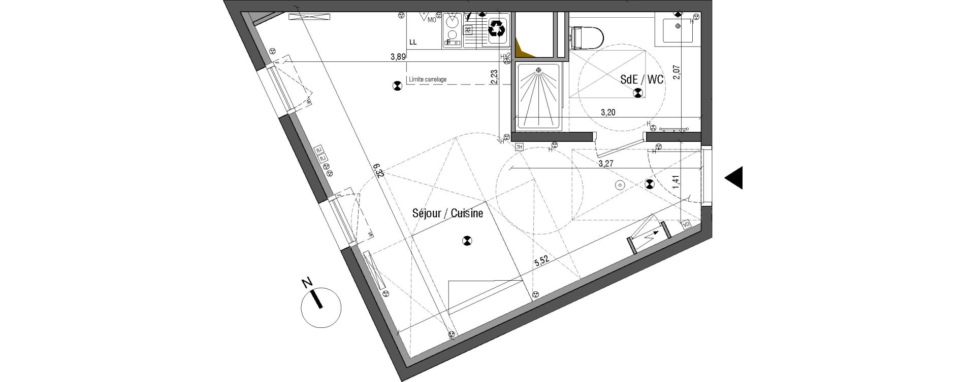 Appartement T1 de 30,64 m2 &agrave; Bois-Colombes Pompidou - le mignon