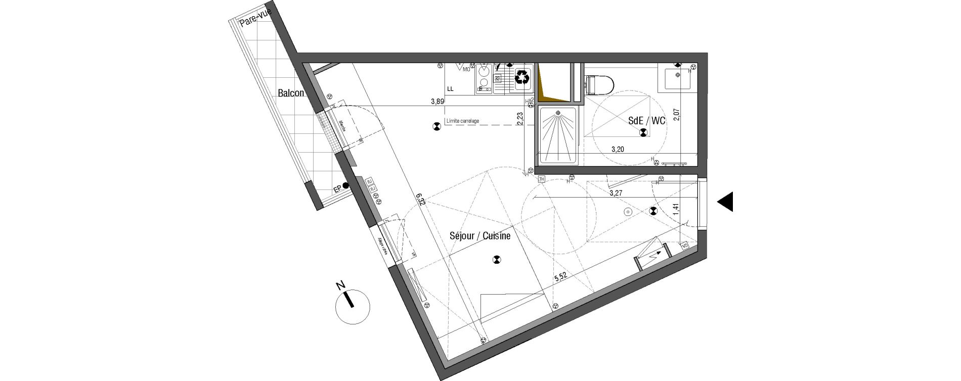 Appartement T1 de 30,64 m2 &agrave; Bois-Colombes Pompidou - le mignon